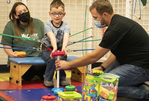 Patient in the Universal Exercise Unit