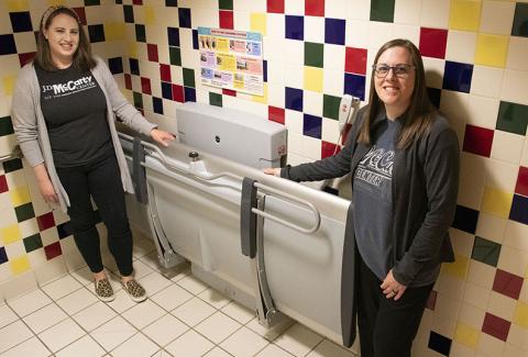 Employees with changing table