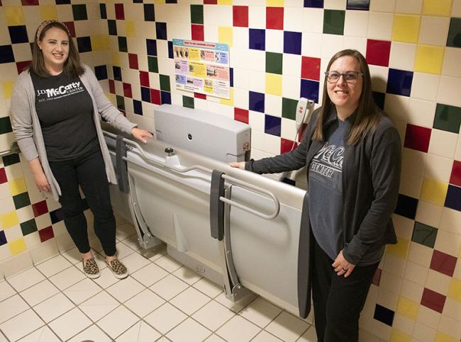 Employees with changing table